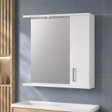 Oglinda baie cu dulap GN0001, dreptunghiulara, PAL Lucios, iluminare led, 3 rafturi, 60 cm, alb