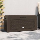 Ladă depozitare grădină vidaXL maro 310L, 119x48x60cm, polipropilenă. Cutie scule exterior, cufăr depozitare perne, jucării, unelte.