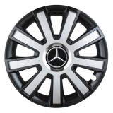 Cumpara ieftin Set 4 capace roti Silver/black cu inel cromat R14 pentru gama auto Mercedes-Benz, Autohelix MSA