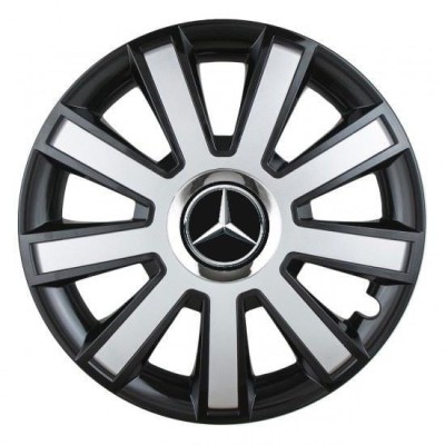 Set 4 capace roti Silver/black cu inel cromat R14 pentru gama auto Mercedes-Benz foto