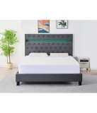 Pat Tapițat CU LED Catifea Gri Petrol Cod FB-18 160x200 cm, Somiera +&nbsp;Saltea&nbsp;160x200