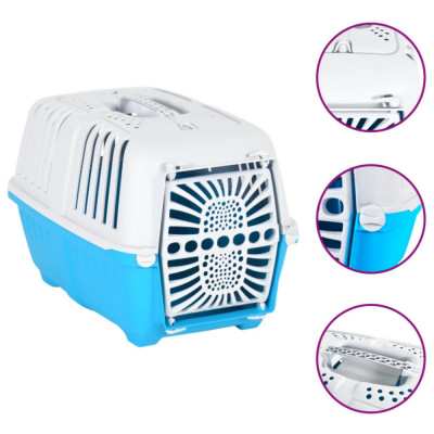 vidaXL Cutie transport animale alb/albastru 48x31,5x33cm polipropilenă foto