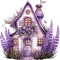 Sticker decorativ, Casa cu Lavanda, Mov, 60 cm, 1361STK-8