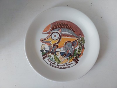 Farfurie decorativă vintage de colecție, design Giovanni De Simone, produsă de Ceraminter pentru Autogrill, anii &amp;rsquo;80, Made in Italy, 25cm foto