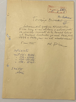 Alexandru Piru - document vechi - semnatura olografa foto