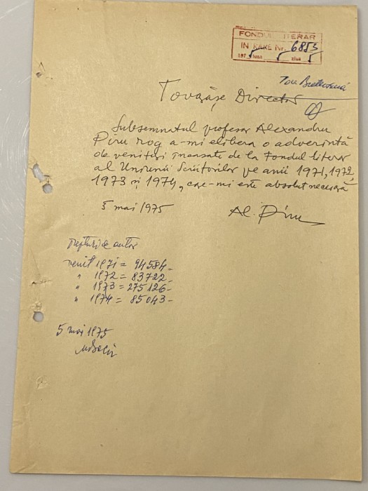 Alexandru Piru - document vechi - semnatura olografa