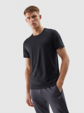 Tricou regular de antrenament din material reciclat pentru bărbați - negru profund, 4F Sportswear