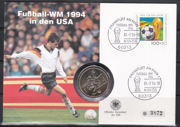 Germania 1994 - CM de fotbal - SUA, FDC Numis