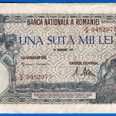 (65) BANCNOTA ROMANIA - 100.000 LEI 1946 (20 DECEMBRIE 1946), FILIGRAN ORIZONTAL