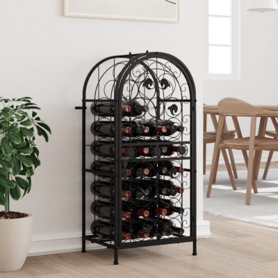 vidaXL Suport sticle vin 33 de sticle, negru 45x36x100 cm fier forjat foto