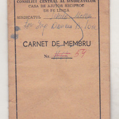 bnk div CC al Sindicatelor , casa de ajutor reciproc - carnet de membru 1969