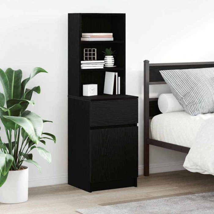 Noptiera neagra 39x35x125 cm lemn prelucrat