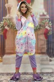 PJS222-1189 Set pijama kigurumi model Star Panda si papuci de casa pufosi