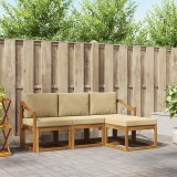 vidaXL Set de canapele de exterior cu pernă 4 pcs Natural și Bej 3366236