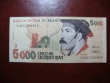 Bancnota Brazilia 5000 Cruzeiros Reais, Rara, Superba - Colectie Numismatica