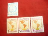 Serie mica Paraguay 25 ani in serviciul BID 1985 3 val.-Harta si 40 ani ONU