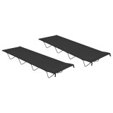 Cumpara ieftin Paturi camping 2 buc. negru, 180x60x19 cm tesatura oxford&amp;otel