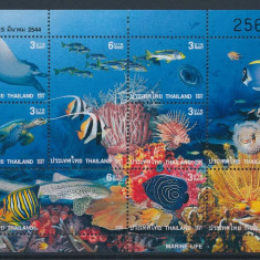 TAILANDA 2001-Viata marinaPesti bloc -bloc cu 9 timbre nestampilate MNH