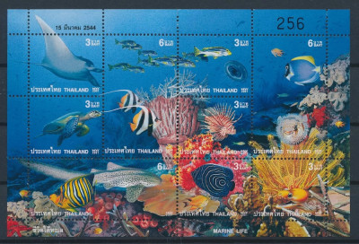 TAILANDA 2001-Viata marinaPesti bloc -bloc cu 9 timbre nestampilate MNH foto