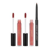 Set 3 in 1 Ruj Lichid Mat &amp; Lip Gloss &amp; Creion Contur Buze Qibest #04