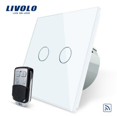 Intrerupator LIVOLO cu touch dublu wireless telecomanda inclusa, Alb foto