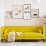 Gossi canapea chesterfield cu pernute/3 locuri, galben, catifea