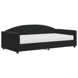 Cumpara ieftin Pat de zi cu saltea, negru, 100x200 cm, catifea