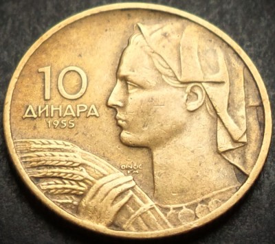 Moneda 10 DINARI - RSF YUGOSLAVIA, anul 1955 *cod 4643 foto