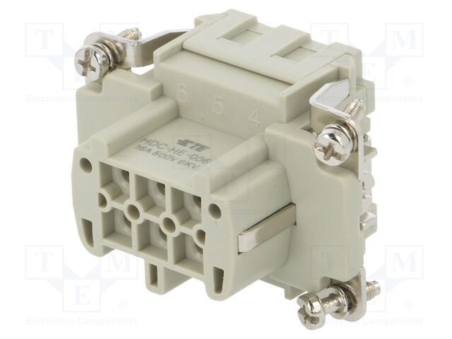 Conector HDC TE Connectivity inserturi contact mamă 6 pini 16A 500V