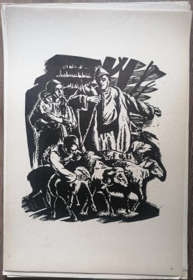 Plansa Gravura Micos Fred Plecarea la munte foto