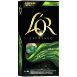 Cafea capsule, L&amp;#039;OR Espresso Brazil, 10 bauturi x 40 ml, 10 capsule compatibile cu Nespresso Original, 52 g