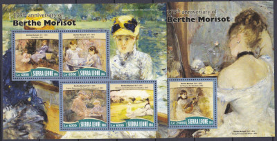 DB1 Pictura Impresionism Sierra Leone Berthe Morisot MS + SS MNH foto