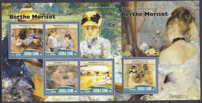 DB1 Pictura Impresionism Sierra Leone Berthe Morisot MS + SS MNH