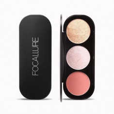 Paleta pudre iluminatoare si bronzer, Focallure Blush & Highlighter 03