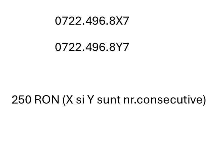 Cartele numere usoare 0722