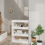 Bibliotecă/Separator cameră alb extralucios 80x30x103 cm lemn
