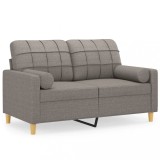 Canapea cu 2 locuri cu pernute, gri taupe, 120 cm, textil
