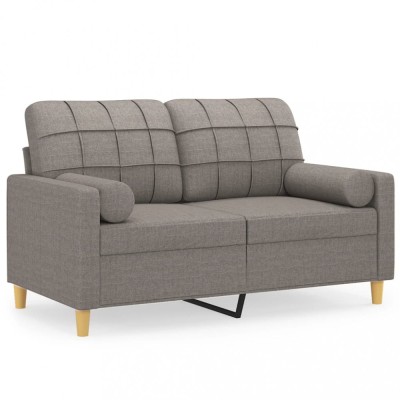 Canapea cu 2 locuri cu pernute, gri taupe, 120 cm, textil foto
