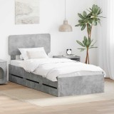 Cumpara ieftin Cadru de pat cu sertar Gri Beton 75 x 190 cm Lemn prelucrat