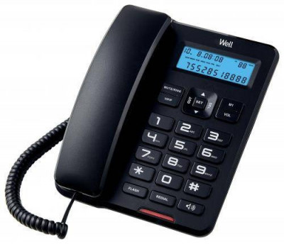 Telefon cu fir de masa cu afisaj negru CD001 Well foto