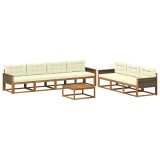 vidaXL Set de canapele de exterior cu pernă 8 pcs Natural și Crem 3382398