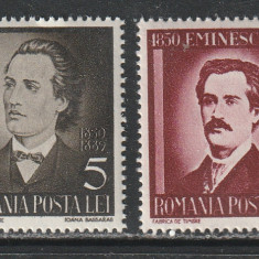 Romania 1939 - Mihai Eminescu 50 de Ani de la Moarte 2v MNH