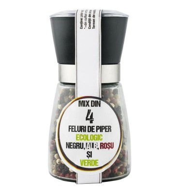 Rasnita cu 4 Feluri de Piper Boabe Bio 90gr Pronat foto