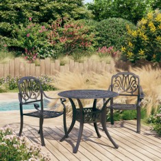 vidaXL Set mobilier bistro, 3 piese, negru, aluminiu turnat