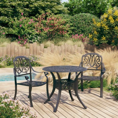 vidaXL Set mobilier bistro, 3 piese, negru, aluminiu turnat 3070575 foto