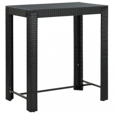 vidaXL Masă de bar de grădină, negru, 100 x 60,5 x 110,5 cm, poliratan 45874