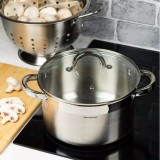 Oala din inox 11.5 litri cu capac, 30 cm,fund termic multistrat, Klausberg
