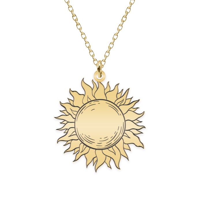 Sun - Colier personalizat soare din argint 925 placat cu aur galben 24K