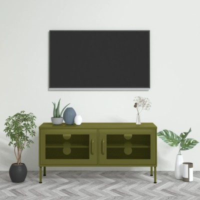 Gossi comoda tv, verde masliniu, 105x35x50 cm, otel foto