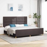VidaXL Cadru de pat cu headboard Maro &icirc;nchis 200 x 200 cm țesătură